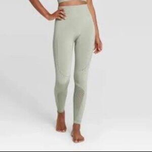 JoyLab High-Waisted Leggings 7/8 seamless mesh details light green sage Size M